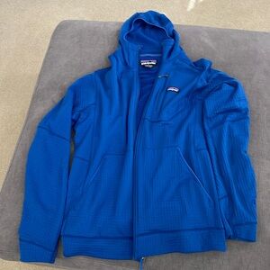 Mens XL Patagonia R1 Polartech Fleece Zip Hoodie - Blue